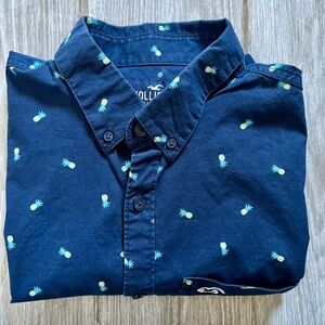 Hollister Navy Blue Shirt with Pineapple Print XS Men